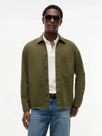 Chaqueta de trabajo de denim teñida en prenda Chaqueta de trabajo de denim teñida en prenda