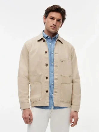 Chaqueta de trabajo de denim teñida en prenda