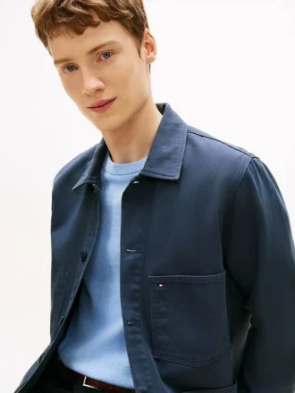 Chaqueta de trabajo de denim teñida en prenda