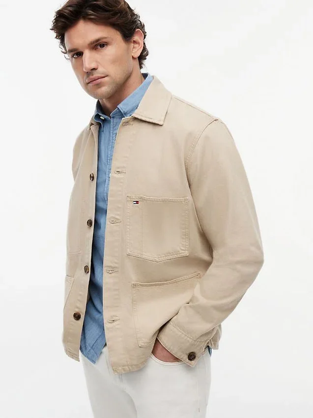 Chaqueta de trabajo de denim teñida en prenda Chaqueta de trabajo de denim teñida en prenda