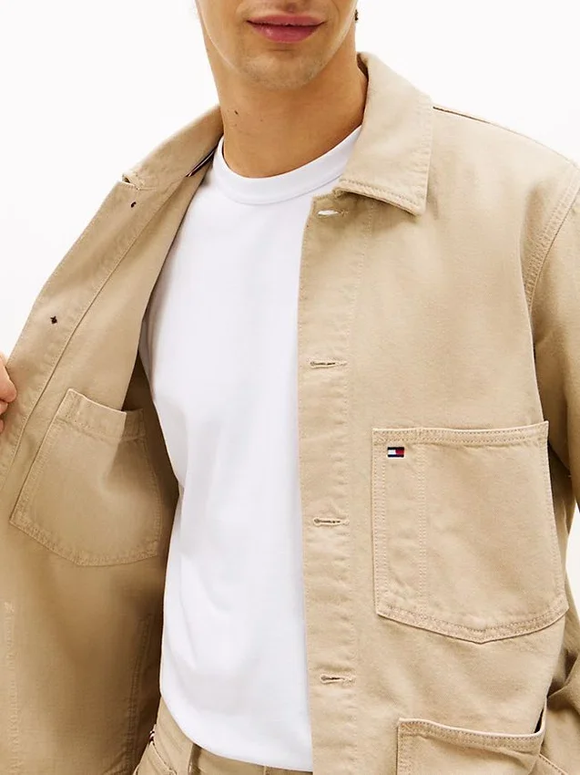 Chaqueta de trabajo de denim teñida en prenda Chaqueta de trabajo de denim teñida en prenda