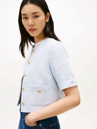 Chaqueta de tweed de manga corta para mujer Chaqueta de tweed de manga corta para mujer