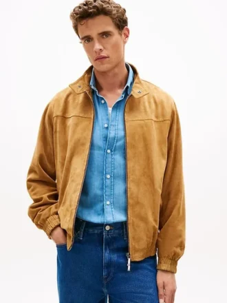 Chaqueta motera de ante de corte holgado