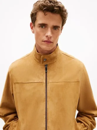 Chaqueta motera de ante de corte holgado