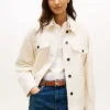 Chaqueta tipo camisa utilitaria oversize de sarga