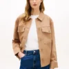 Chaqueta tipo camisa utilitaria oversize de sarga