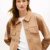 Chaqueta tipo camisa utilitaria oversize de sarga