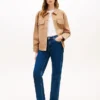 Chaqueta tipo camisa utilitaria oversize de sarga