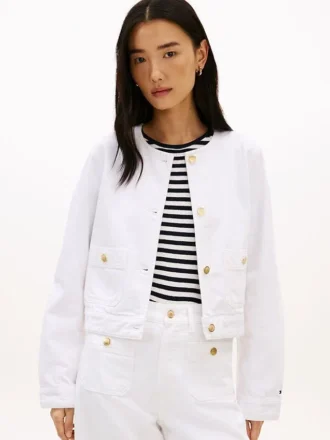 Chaqueta vaquera de mujer con botones dorados
