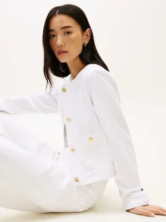 Chaqueta vaquera de mujer con botones dorados