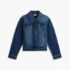 Chaqueta vaquera elástica de corte entallado y lavado oscuro Chaqueta vaquera elástica de corte entallado y lavado oscuro