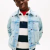Chaqueta vaquera oversize con bandera ondulada para niño