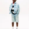Chaqueta vaquera oversize con bandera ondulada para niño