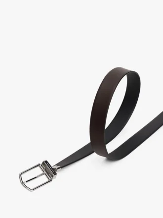 Cinturón de cuero reversible con hebilla redonda