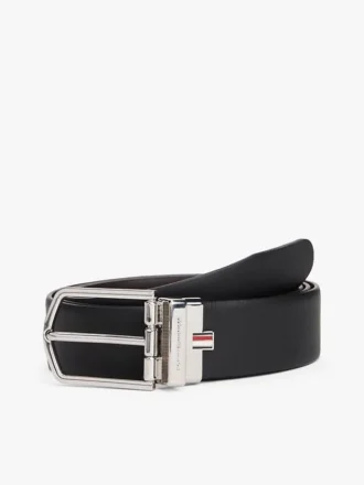 Cinturón de cuero reversible con hebilla redonda