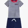 Conjunto de camiseta y pantalones cortos a rayas para bebés Conjunto de camiseta y pantalones cortos a rayas para bebés