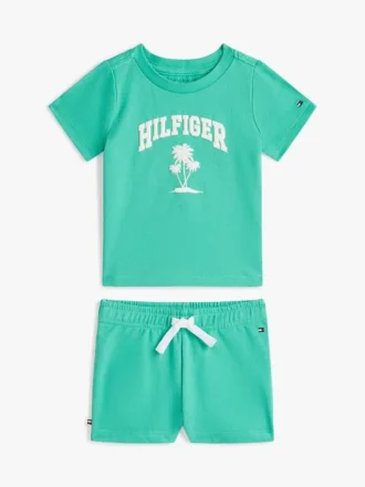 Conjunto de camiseta y pantalones cortos con el logotipo de la palmera para bebés