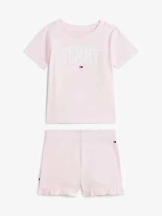 Conjunto de camiseta y pantalones cortos con el logotipo de Tommy para bebés Conjunto de camiseta y pantalones cortos con el logotipo de Tommy para bebés