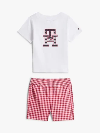 Conjunto de camiseta y pantalones cortos con monograma para bebés Conjunto de camiseta y pantalones cortos con monograma para bebés