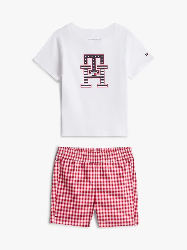 Conjunto de camiseta y pantalones cortos con monograma para bebés Conjunto de camiseta y pantalones cortos con monograma para bebés