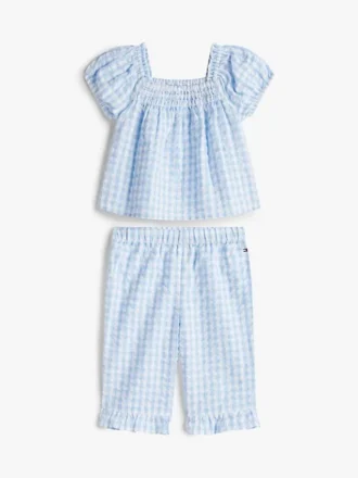 Conjunto de camiseta y pantalones de cuadros vichy para bebés