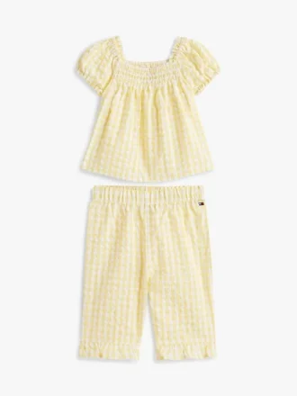 Conjunto de camiseta y pantalones de cuadros vichy para bebés Conjunto de camiseta y pantalones de cuadros vichy para bebés