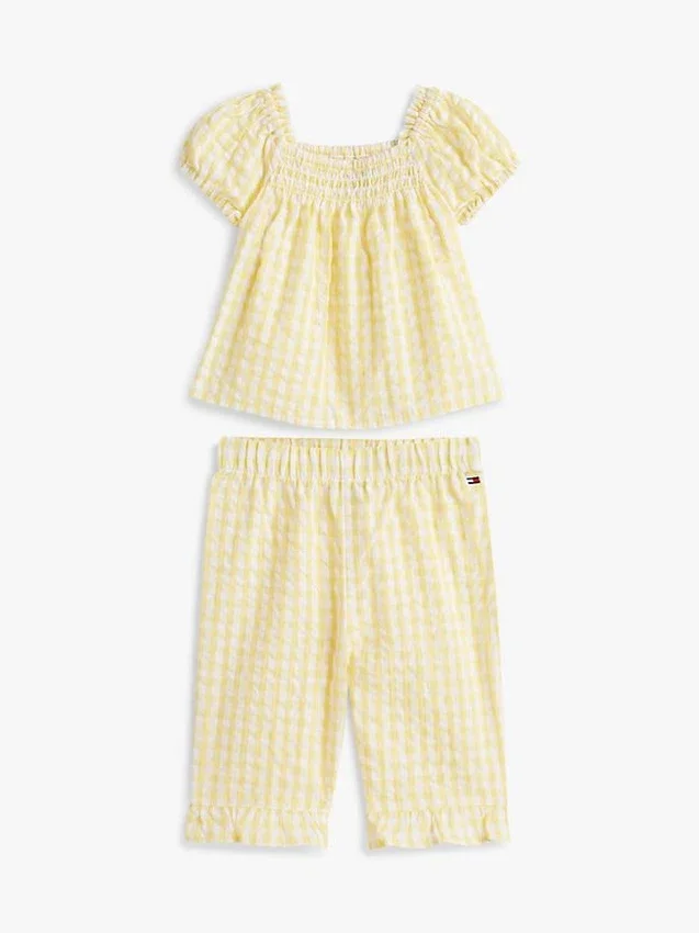 Conjunto de camiseta y pantalones de cuadros vichy para bebés Conjunto de camiseta y pantalones de cuadros vichy para bebés