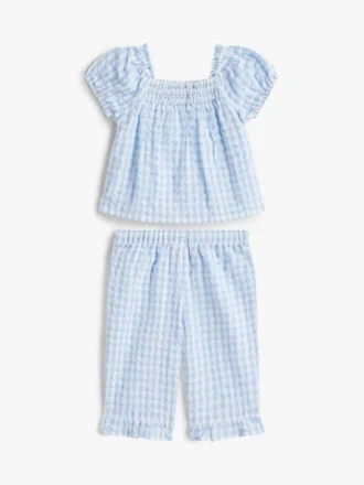 Conjunto de camiseta y pantalones de cuadros vichy para bebés