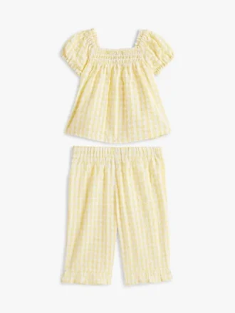 Conjunto de camiseta y pantalones de cuadros vichy para bebés Conjunto de camiseta y pantalones de cuadros vichy para bebés