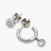 Conjunto de pendientes de aro y de botón con detalles de cristal