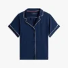 Conjunto de pijama de camisa y pantalones cortos con ribetes en contraste Conjunto de pijama de camisa y pantalones cortos con ribetes en contraste