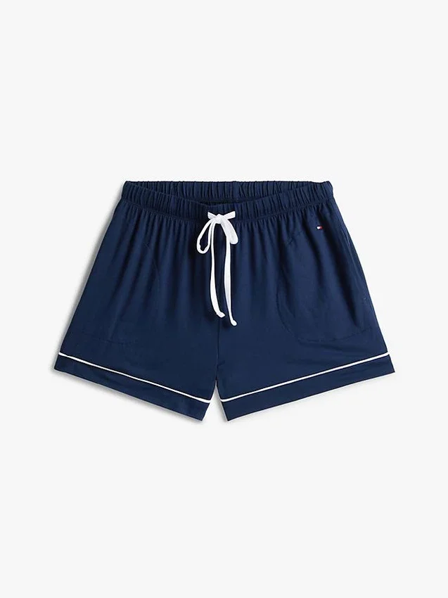 Conjunto de pijama de camisa y pantalones cortos con ribetes en contraste Conjunto de pijama de camisa y pantalones cortos con ribetes en contraste