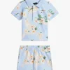 Conjunto de polo y pantalones cortos con estampado floral para bebés