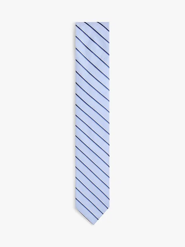 Corbata a rayas de mezcla de lino y seda Corbata a rayas de mezcla de lino y seda