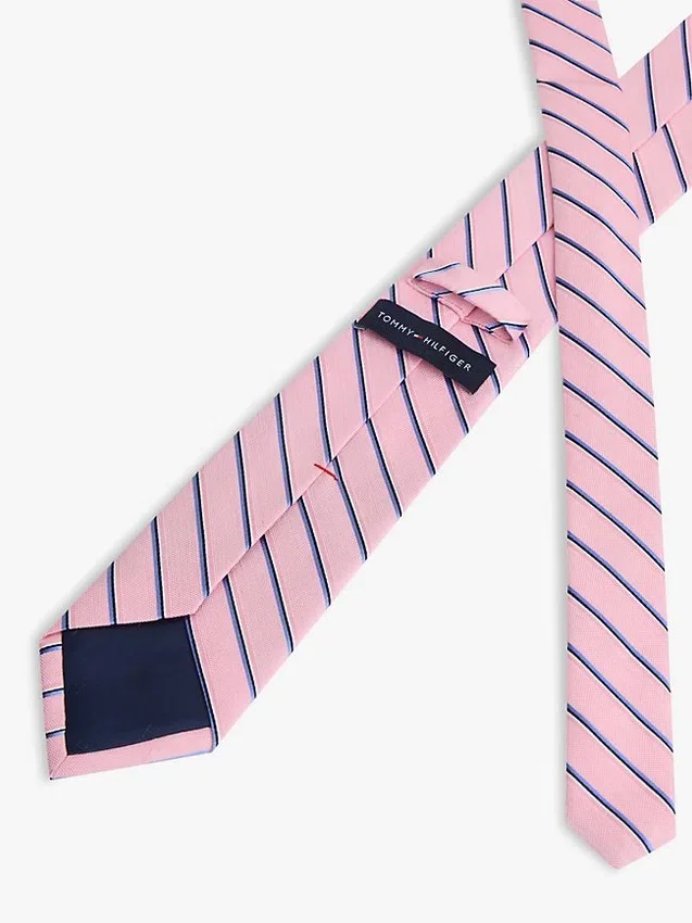 Corbata a rayas de mezcla de lino y seda Corbata a rayas de mezcla de lino y seda