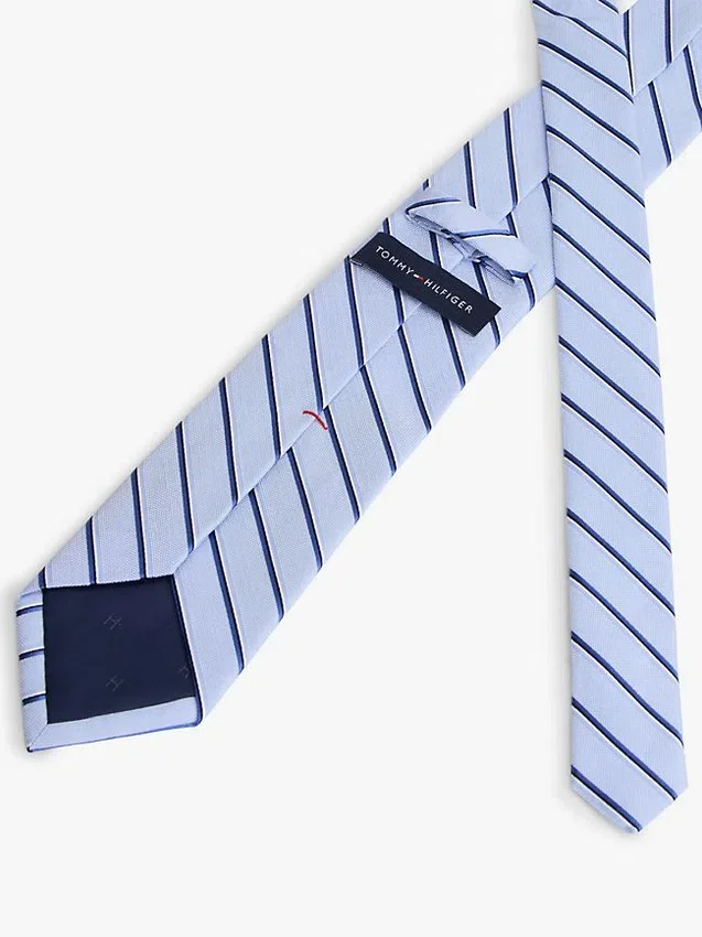 Corbata a rayas de mezcla de lino y seda Corbata a rayas de mezcla de lino y seda