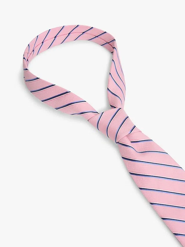 Corbata a rayas de mezcla de lino y seda Corbata a rayas de mezcla de lino y seda