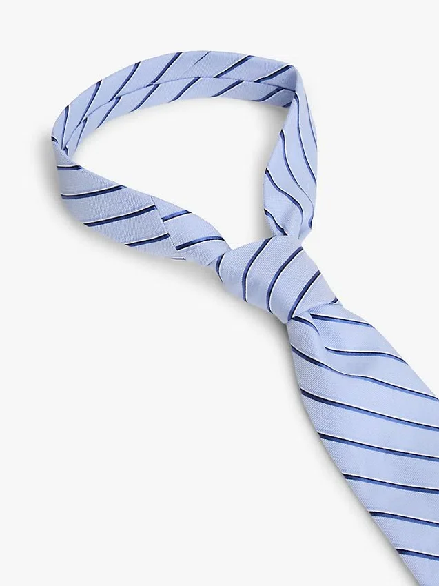 Corbata a rayas de mezcla de lino y seda Corbata a rayas de mezcla de lino y seda
