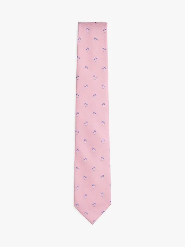 Corbata de mezcla de seda con estampado de palmeras Corbata de mezcla de seda con estampado de palmeras