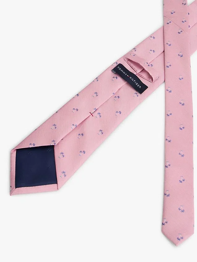 Corbata de mezcla de seda con estampado de palmeras Corbata de mezcla de seda con estampado de palmeras
