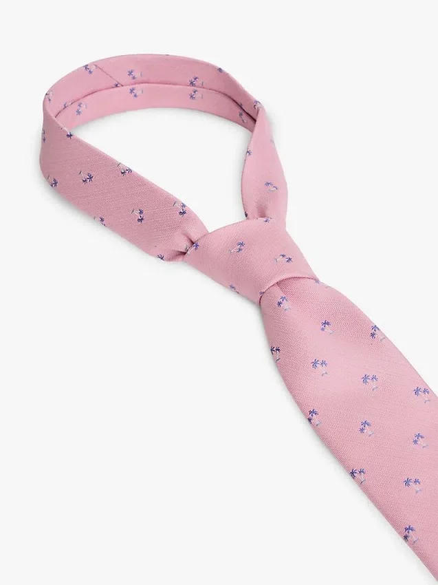 Corbata de mezcla de seda con estampado de palmeras Corbata de mezcla de seda con estampado de palmeras