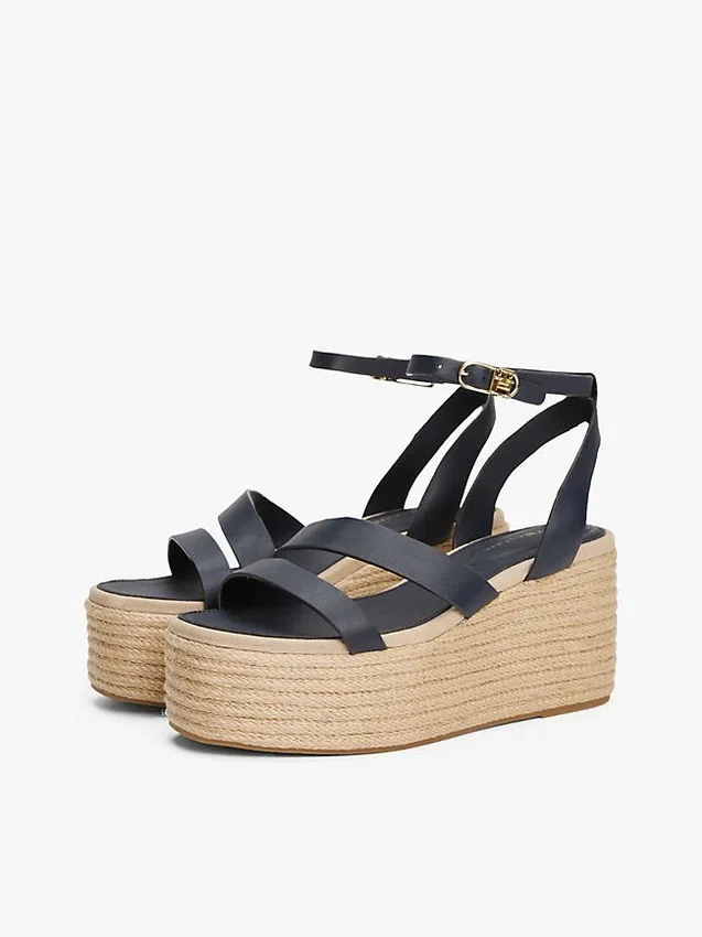 Espadrillas con plataforma y correas de cuero Espadrillas con plataforma y correas de cuero
