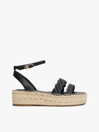 Espadrillas con plataforma y tiras retorcidas de cuero