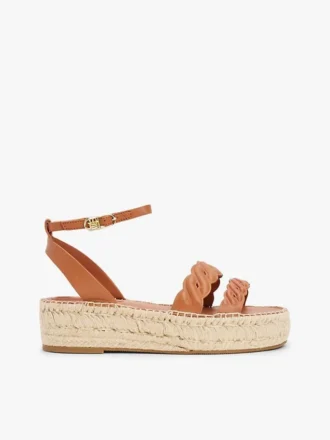 Espadrillas con plataforma y tiras retorcidas de cuero