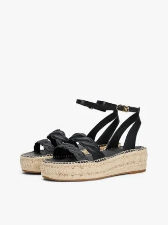 Espadrillas con plataforma y tiras retorcidas de cuero
