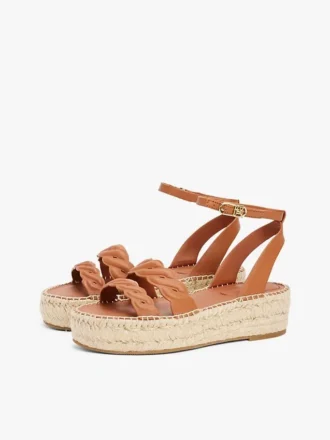 Espadrillas con plataforma y tiras retorcidas de cuero
