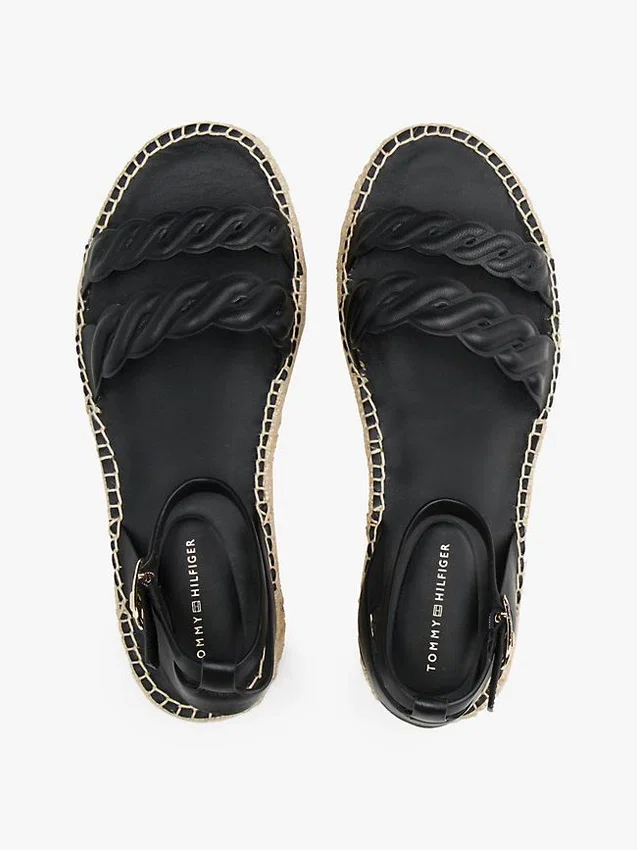 Espadrillas con plataforma y tiras retorcidas de cuero Espadrillas con plataforma y tiras retorcidas de cuero