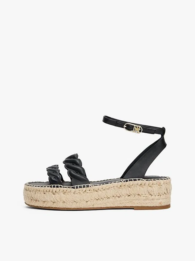 Espadrillas con plataforma y tiras retorcidas de cuero Espadrillas con plataforma y tiras retorcidas de cuero