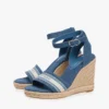 Espadrillas de cuña de denim con logotipo de cinta Espadrillas de cuña de denim con logotipo de cinta