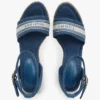Espadrillas de cuña de denim con logotipo de cinta Espadrillas de cuña de denim con logotipo de cinta